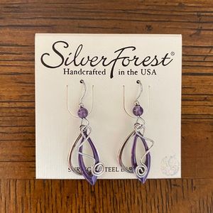 NWT Purple & Silver Drop Earrings